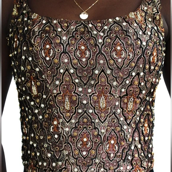 Vintage GiGi Clark Hook & Eye Closure Hand Beaded Silk Corset - Picture 2 of 12